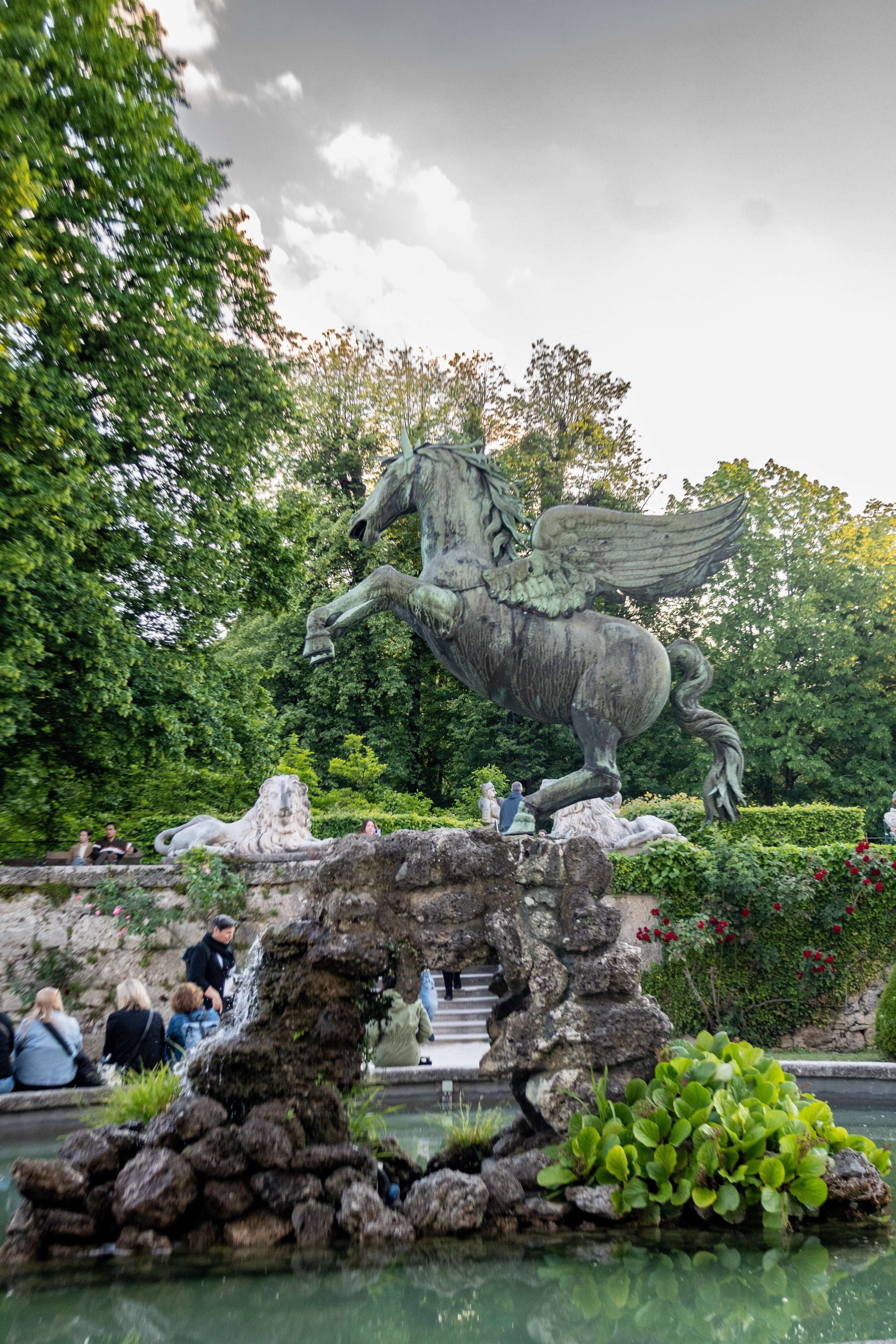 There is a statue of a horse with a rider on it.