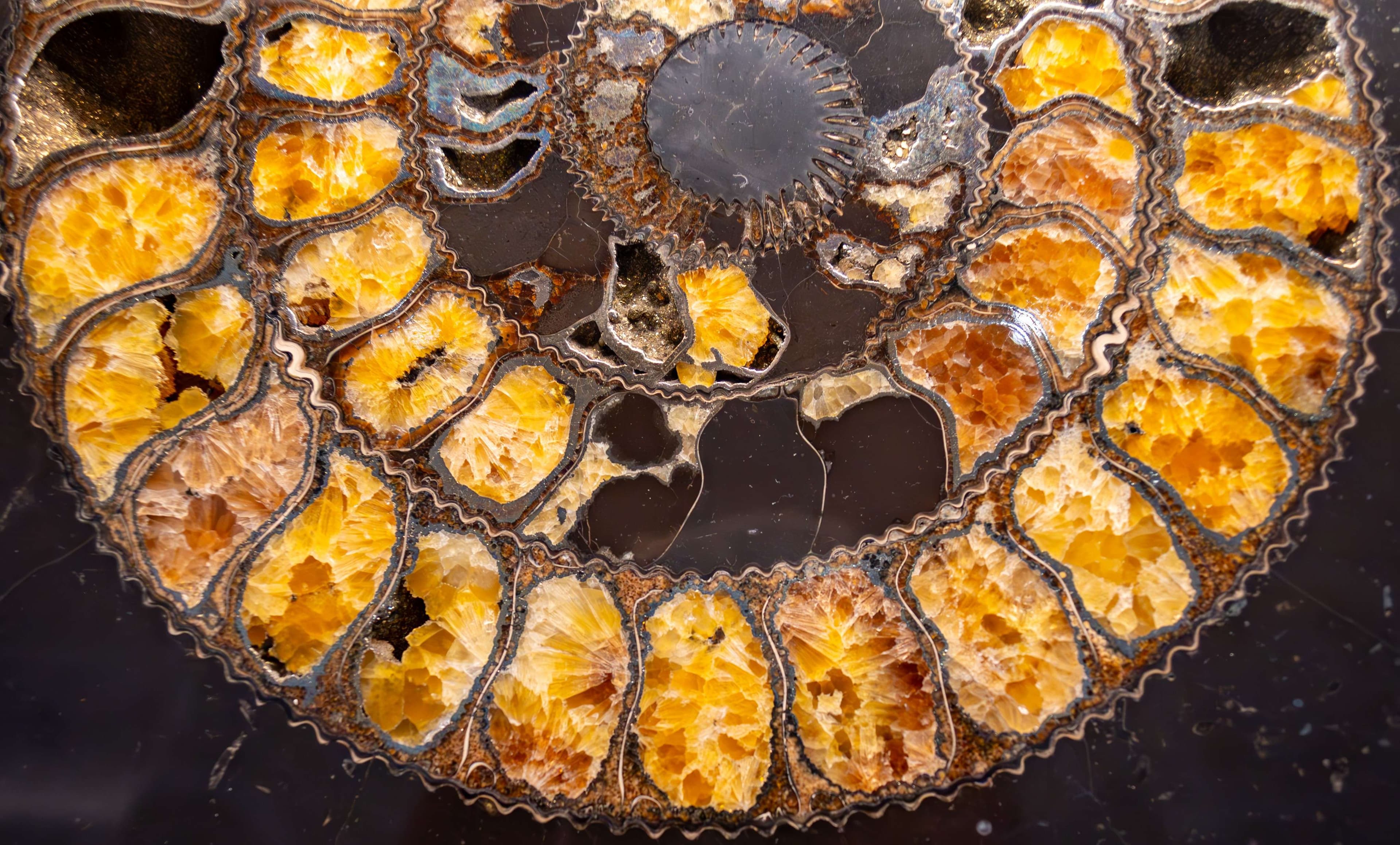 There is a pie with a face made of oranges on it.